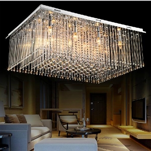 新款现代简约水晶灯 长方形客厅LED吸顶灯大气卧室灯餐厅水晶灯具