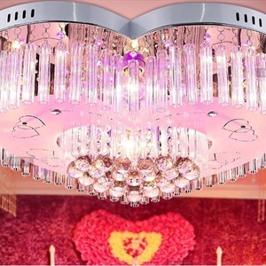 卧室灯灯具创意现代简约led吸顶客厅水晶灯婚房温馨浪漫心形灯